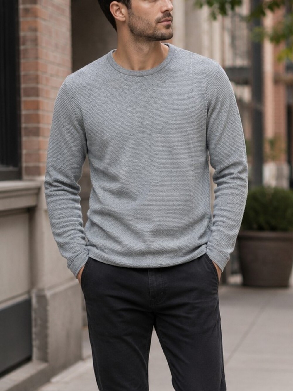 Only & Sons Textured Crew Neck Cotton Knit Sweater Men's Size Large